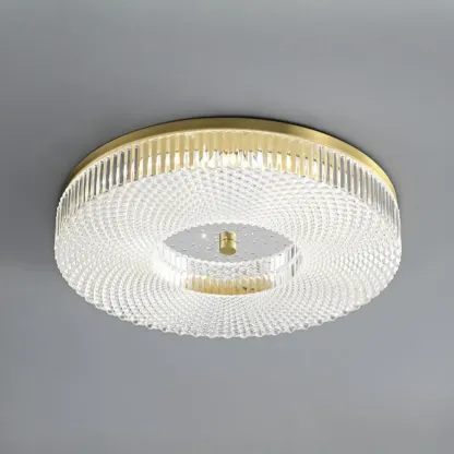 Circular Gold LED Flush Ceiling Light for Bedroom Decor Image - 19