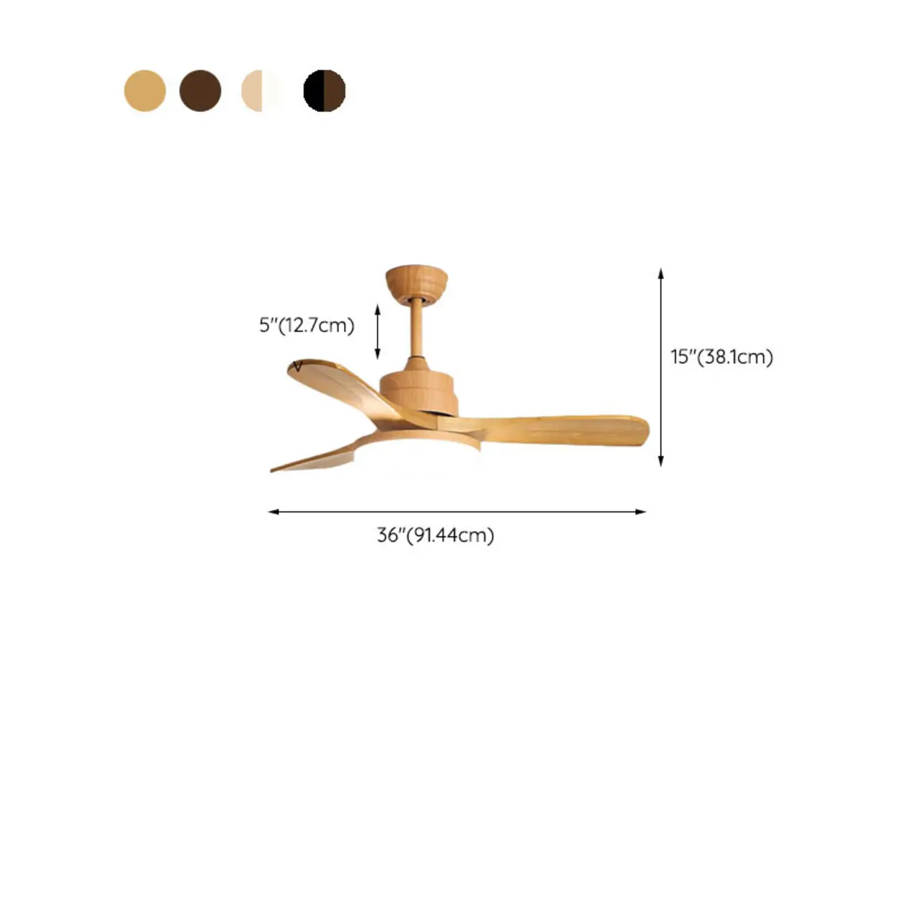 Modern Remote Control Wood Ceiling Fan with Light for Living Room #size