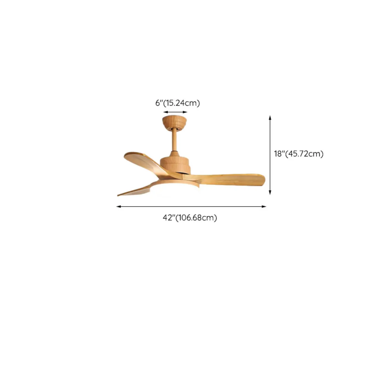 42 Inch Nordic Wooden Ceiling Fan 3-Gear LED for Living Room #size