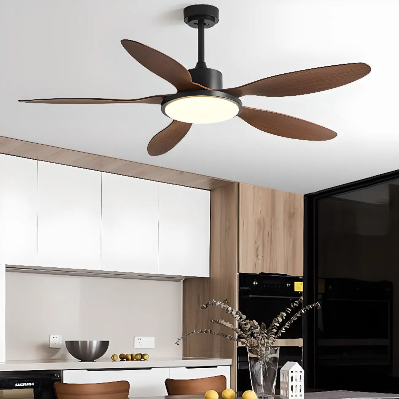 Nordic Wood Downrod Ceiling Fan 3-Gear Dimming for Living Room | homeyfad