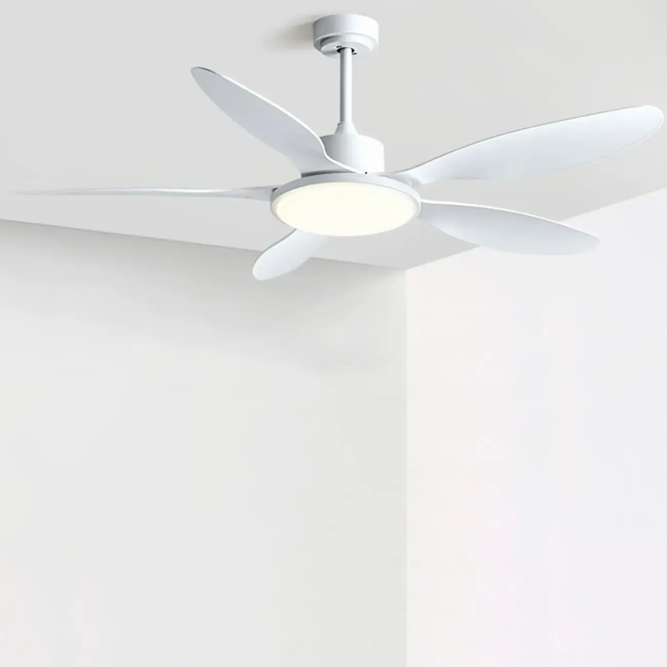 Nordic Wood Downrod Ceiling Fan 3-Gear Dimming for Living Room