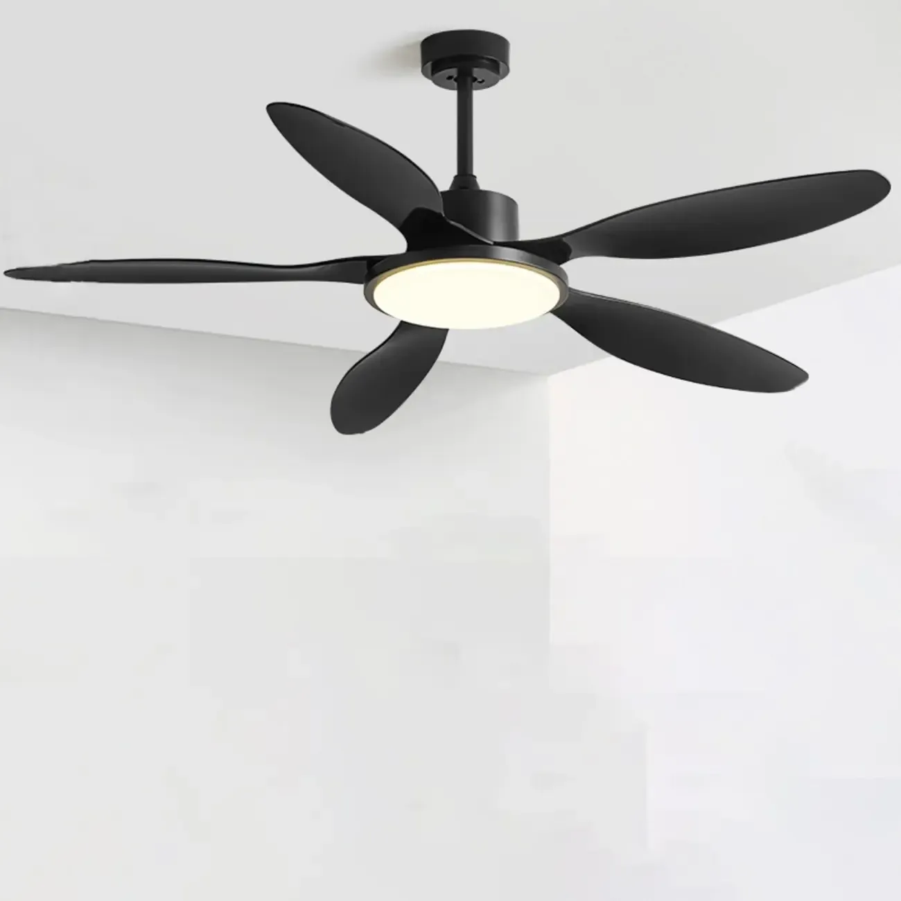 Nordic Wood Downrod Ceiling Fan 3-Gear Dimming for Living Room