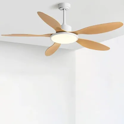 Nordic Wood Downrod Ceiling Fan 3-Gear Dimming for Living Room