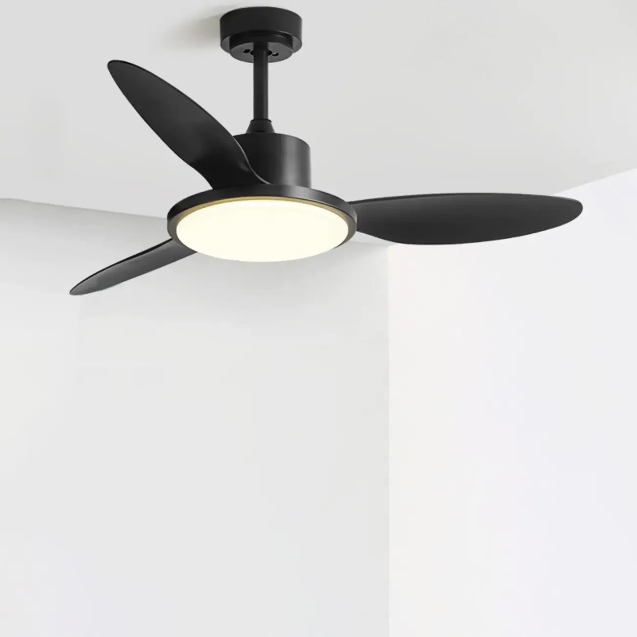 Nordic Wood Downrod Ceiling Fan 3-Gear Dimming for Living Room