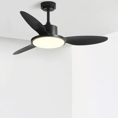 Nordic Wood Downrod Ceiling Fan 3-Gear Dimming for Living Room