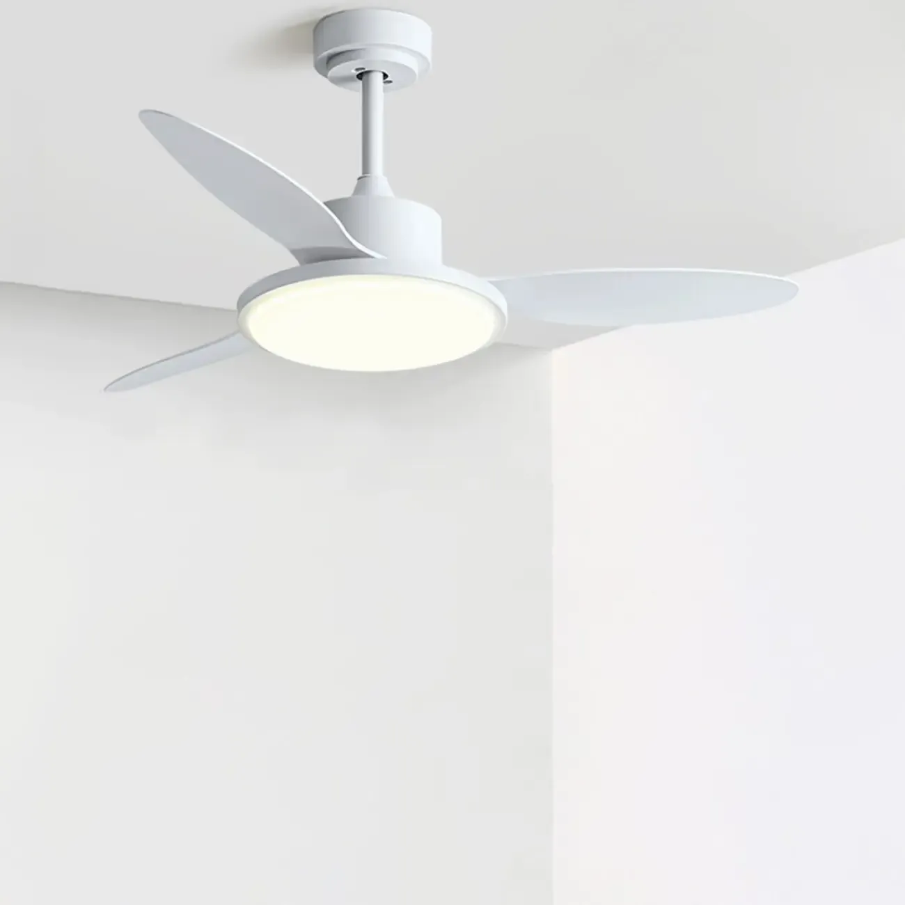 Nordic Wood Downrod Ceiling Fan 3-Gear Dimming for Living Room