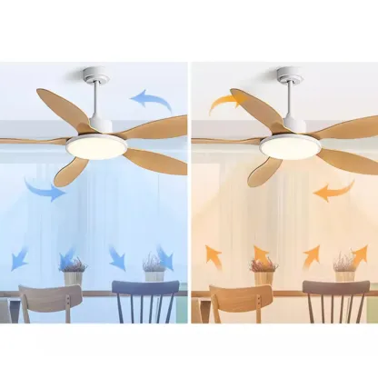 Nordic Wood Downrod Ceiling Fan 3-Gear Dimming for Living Room