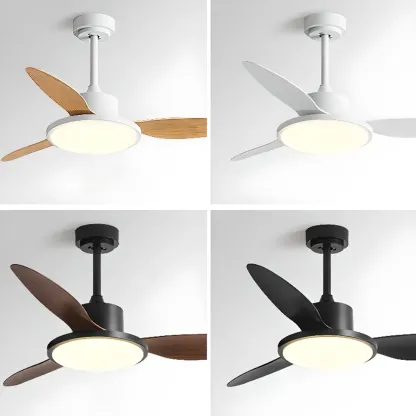 Nordic Wood Downrod Ceiling Fan 3-Gear Dimming for Living Room