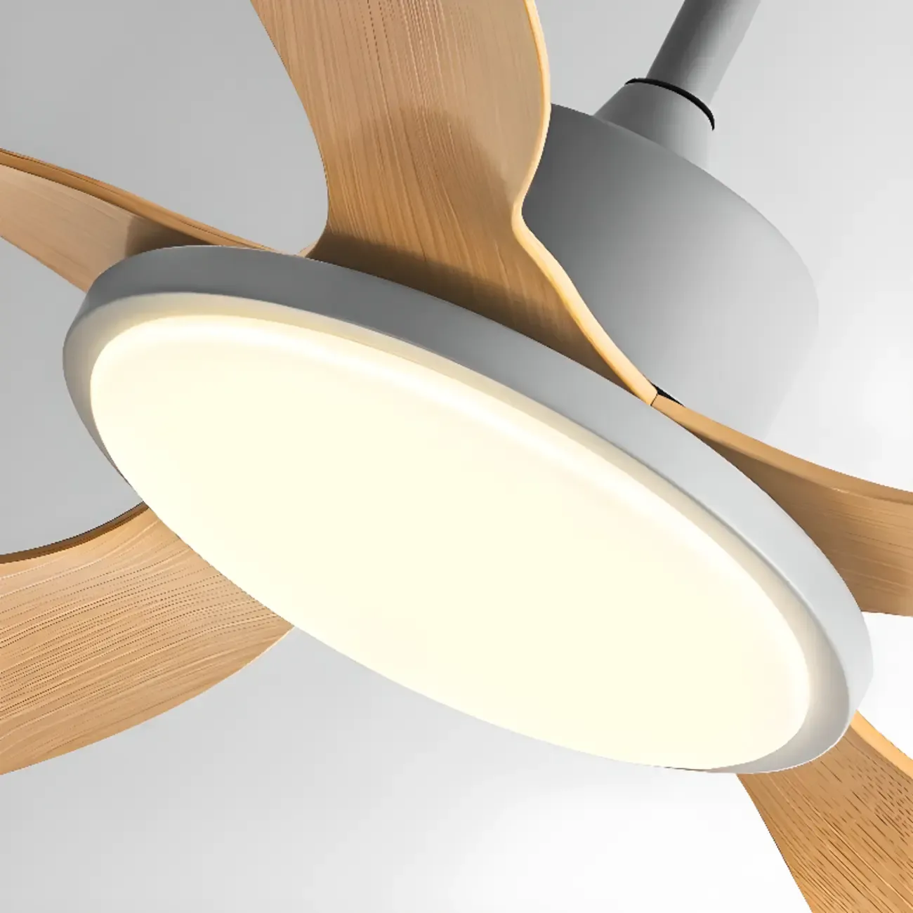 Nordic Wood Downrod Ceiling Fan 3-Gear Dimming for Living Room