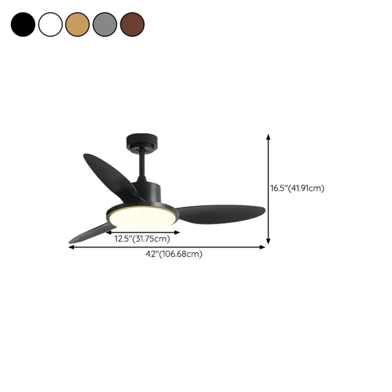Nordic Wood Downrod Ceiling Fan 3-Gear Dimming for Living Room
