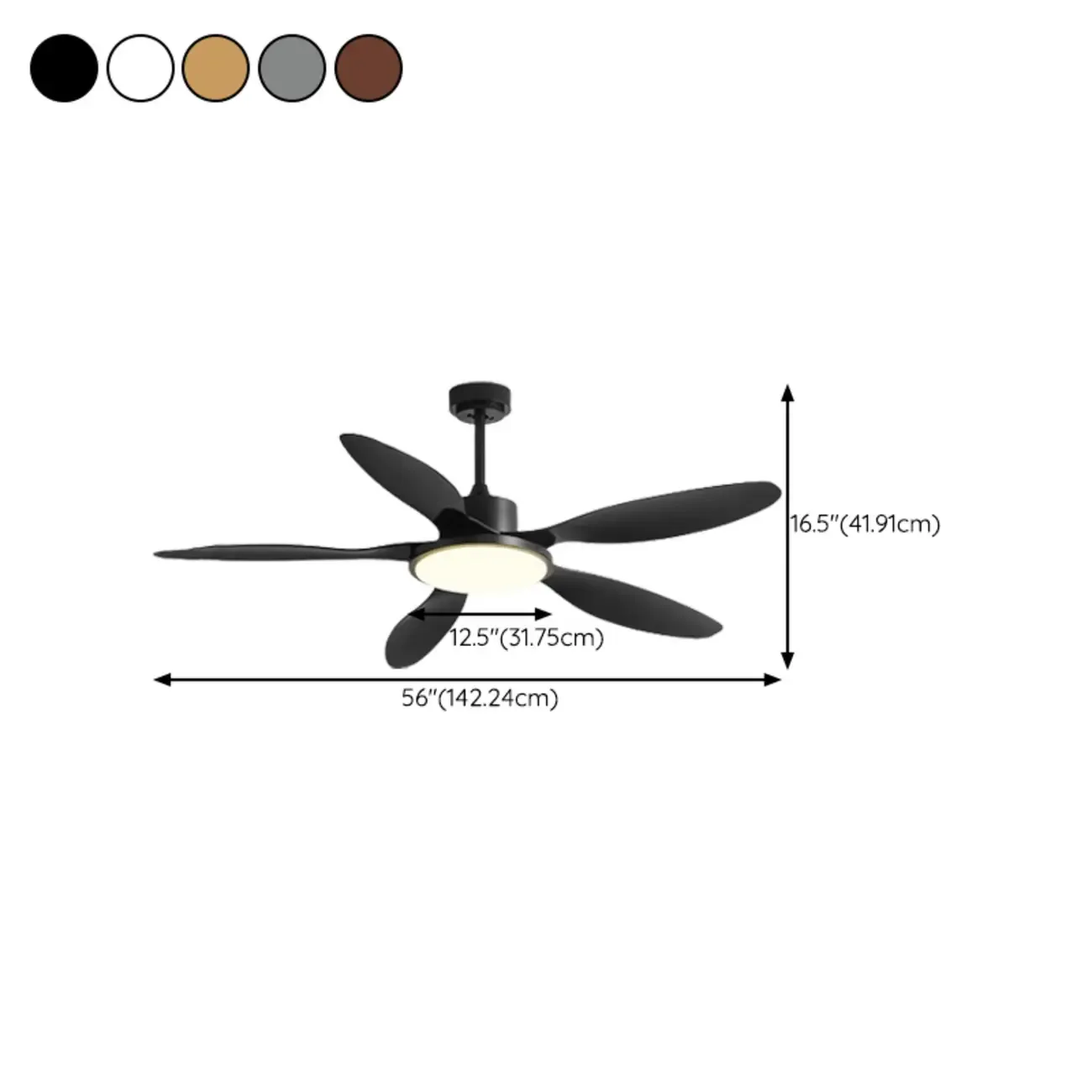 Nordic Wood Downrod Ceiling Fan 3-Gear Dimming for Living Room