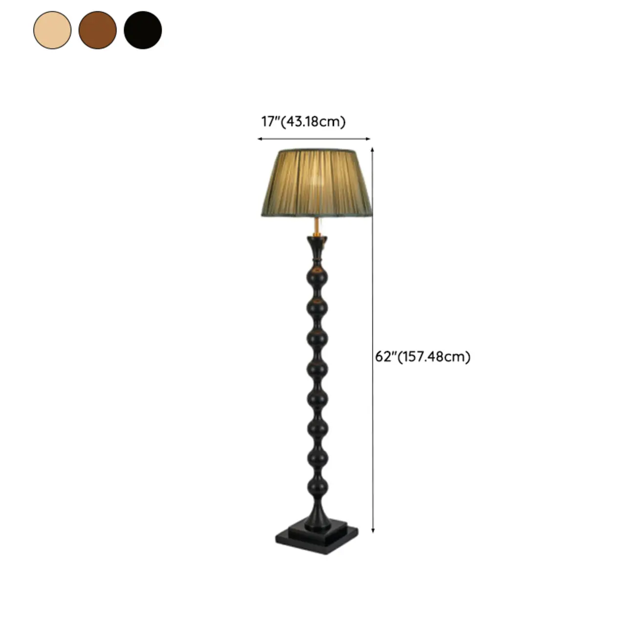 60 Inch Traditional Wooden Floor Lamp with Fabric Shade #size