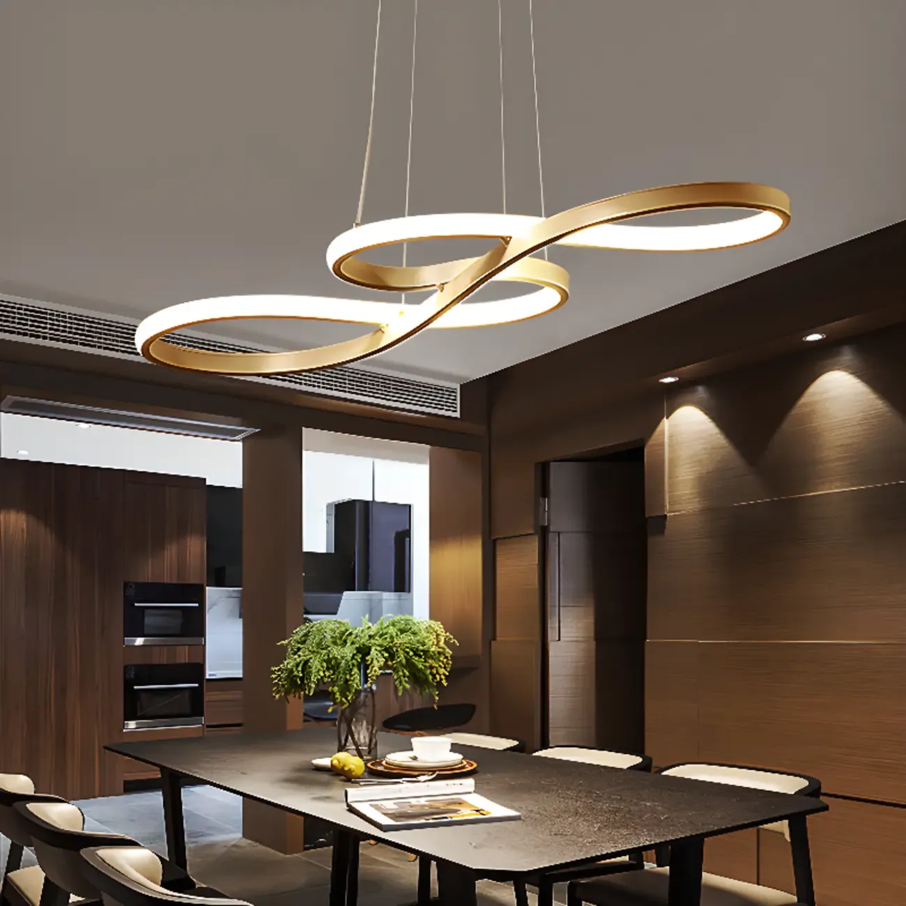 Modern Metal Gold Linear Pendant for Kitchen Island Image - 2