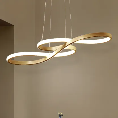 Modern Metal Gold Linear Pendant for Kitchen Island Image - 3