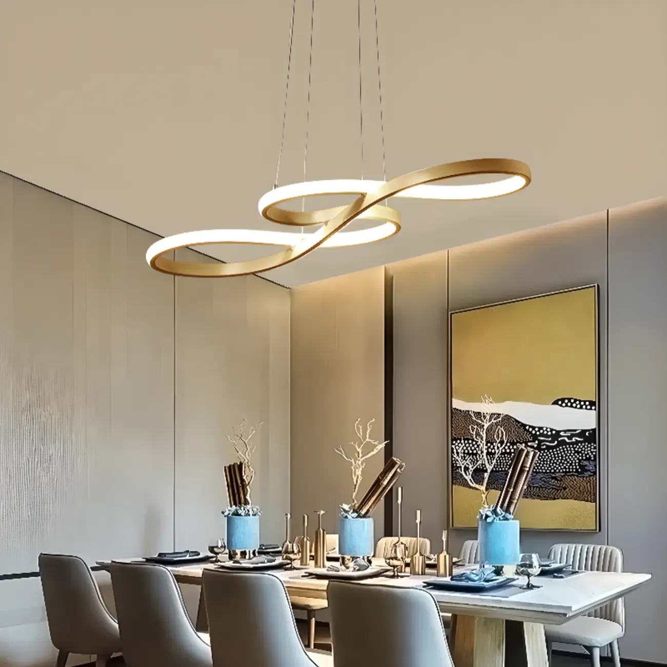 Modern Metal Gold Linear Pendant for Kitchen Island Image - 4