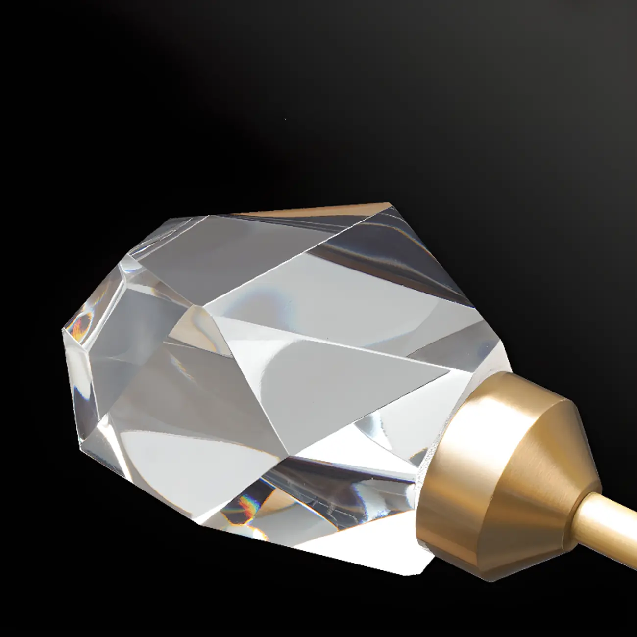 Geometric Crystal Gold Semi Flush Mount Light 3-Gear Dimming Image - 15 | homeyfad