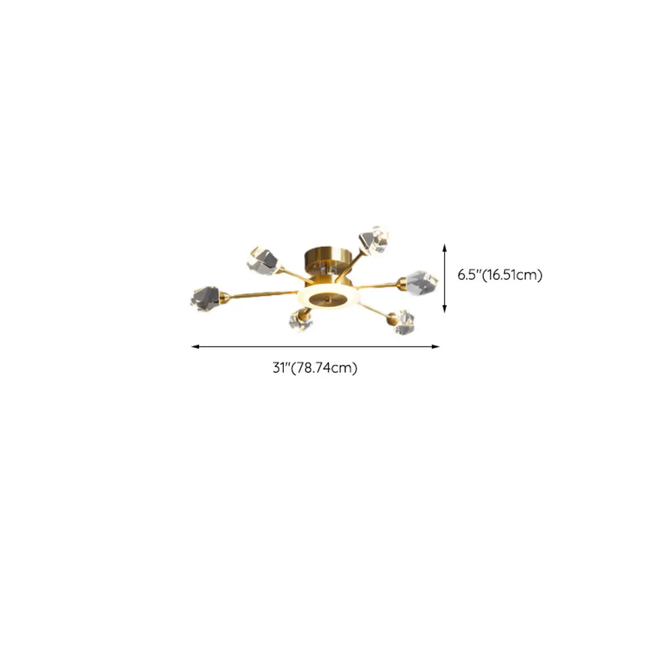 Geometric Crystal Gold Semi Flush Mount Light 3-Gear Dimming #size | homeyfad