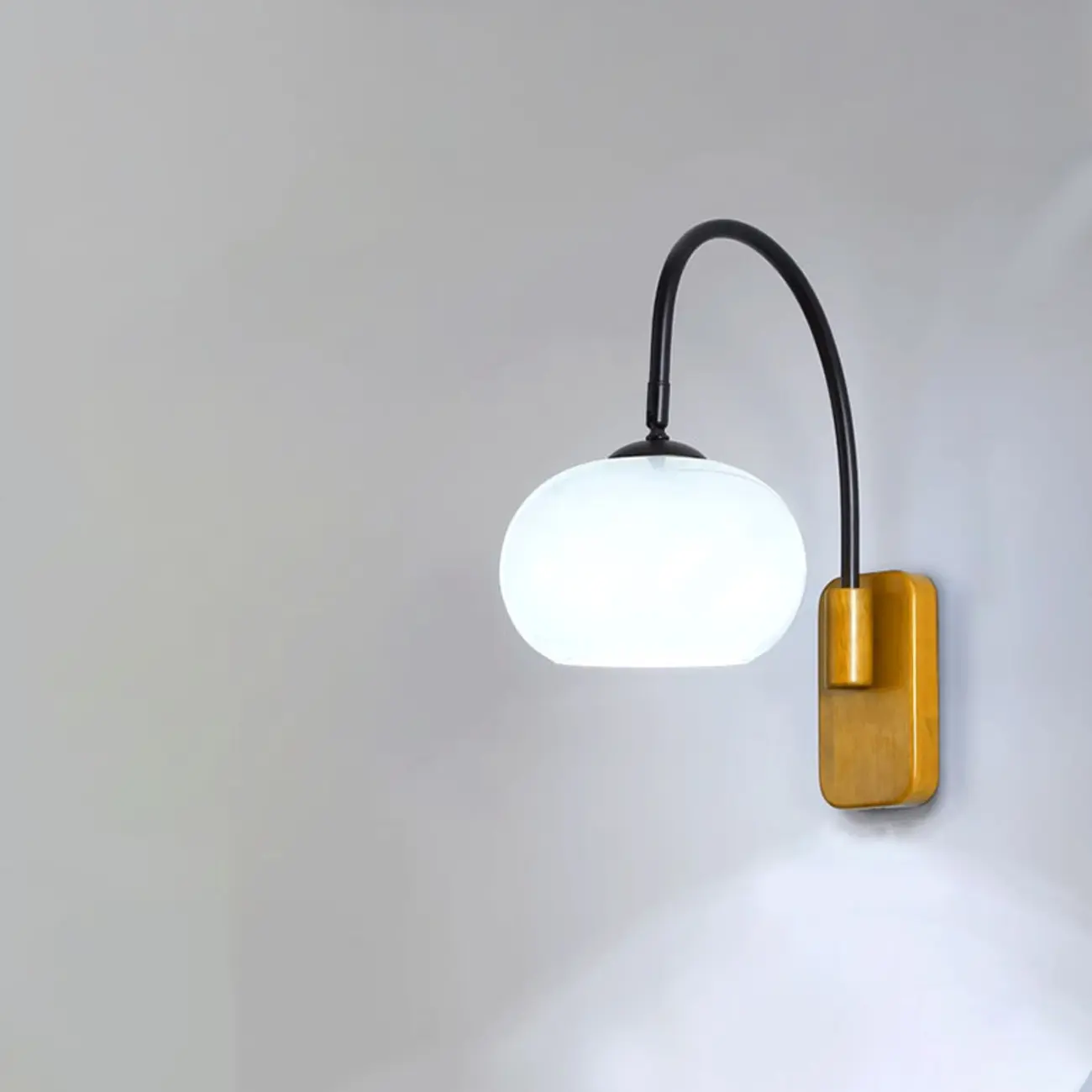 Modern Wood Wall Light with Milk Glass Shade for Indoors Image - 5 | homeyfad