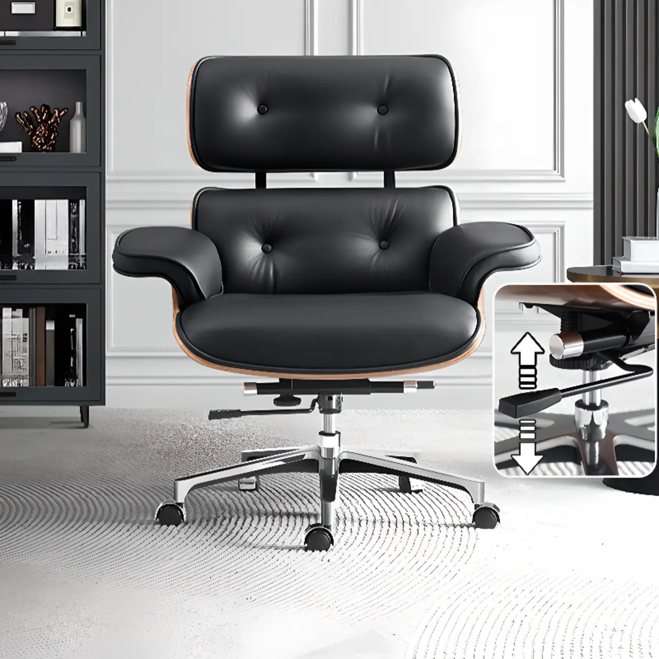 Elegant Leather Adjustable Swivel Office Chair Image - 1 | homeyfad