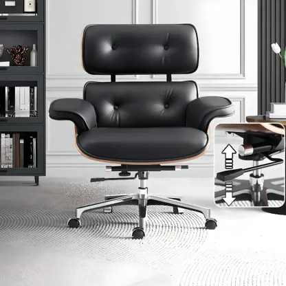 Elegant Leather Adjustable Swivel Office Chair Image - 1