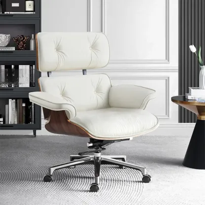 Elegant Leather Adjustable Swivel Office Chair Image - 3