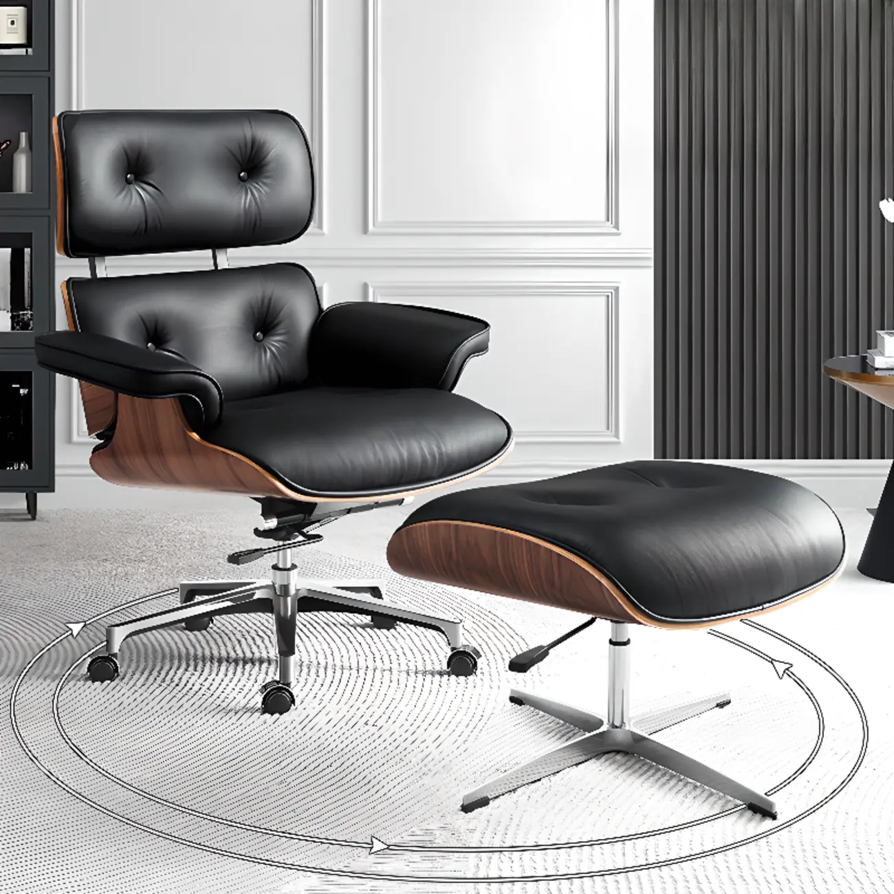 Elegant Leather Adjustable Swivel Office Chair Image - 4 | homeyfad