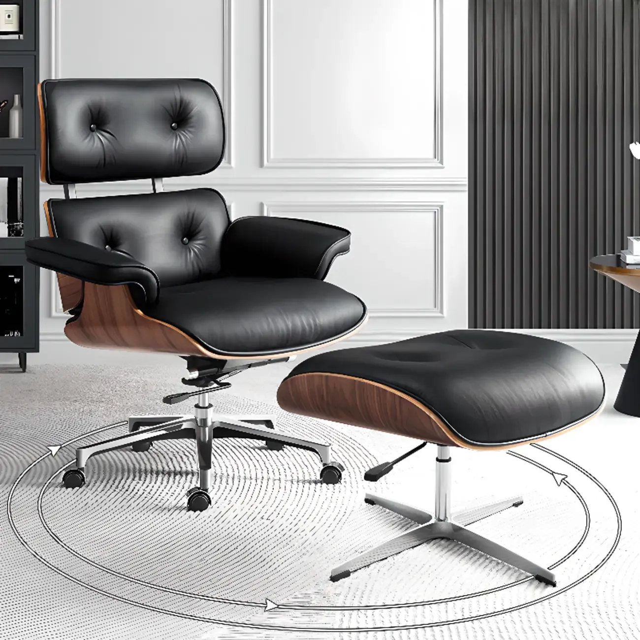 Elegant Leather Adjustable Swivel Office Chair Image - 4