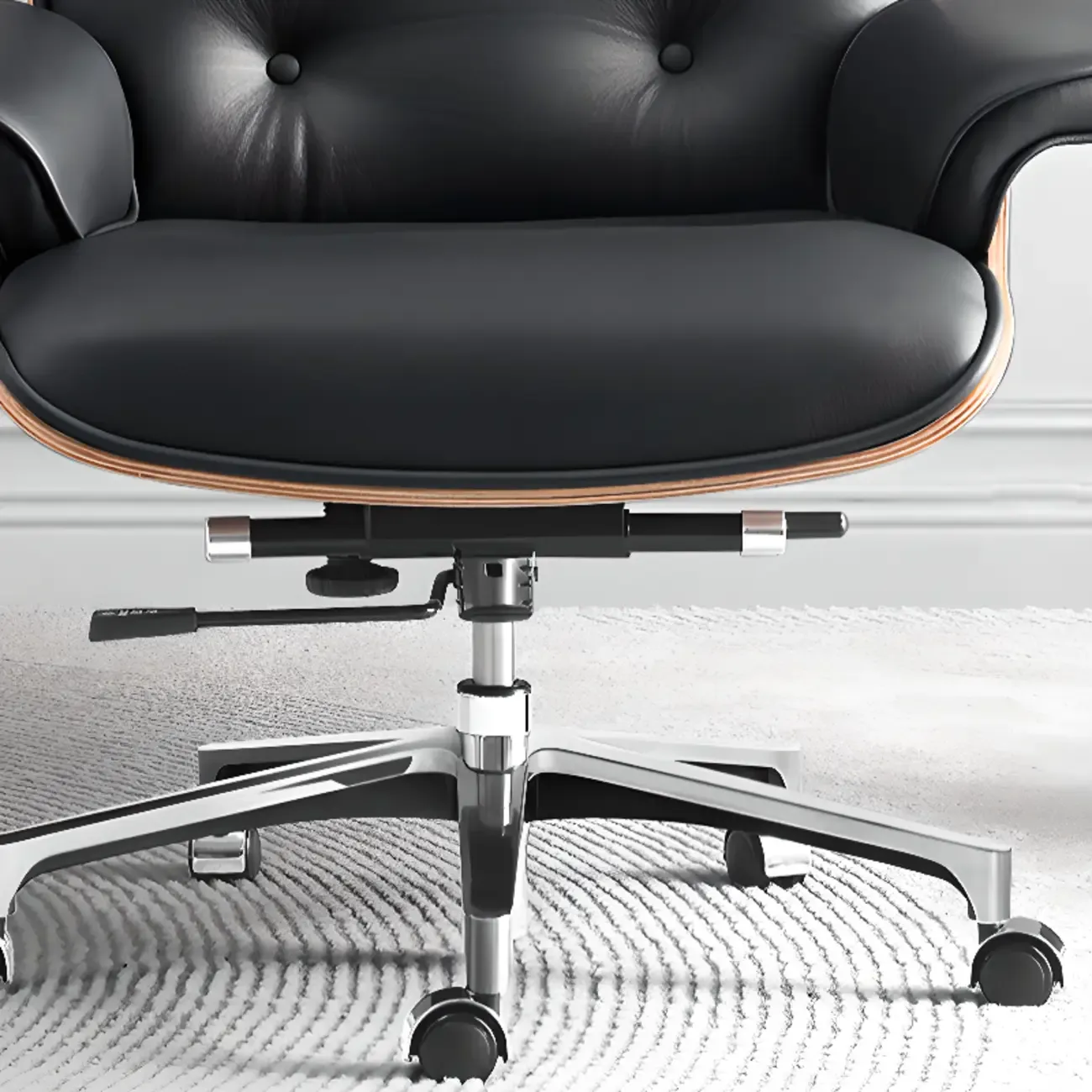 Elegant Leather Adjustable Swivel Office Chair Image - 7
