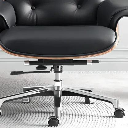 Elegant Leather Adjustable Swivel Office Chair Image - 7