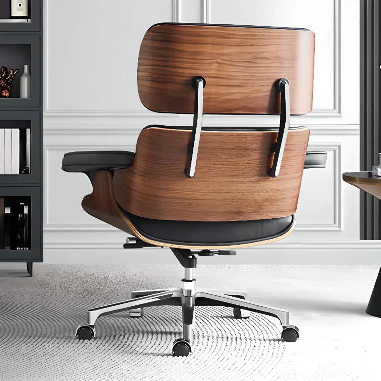 Elegant Leather Adjustable Swivel Office Chair Image - 10