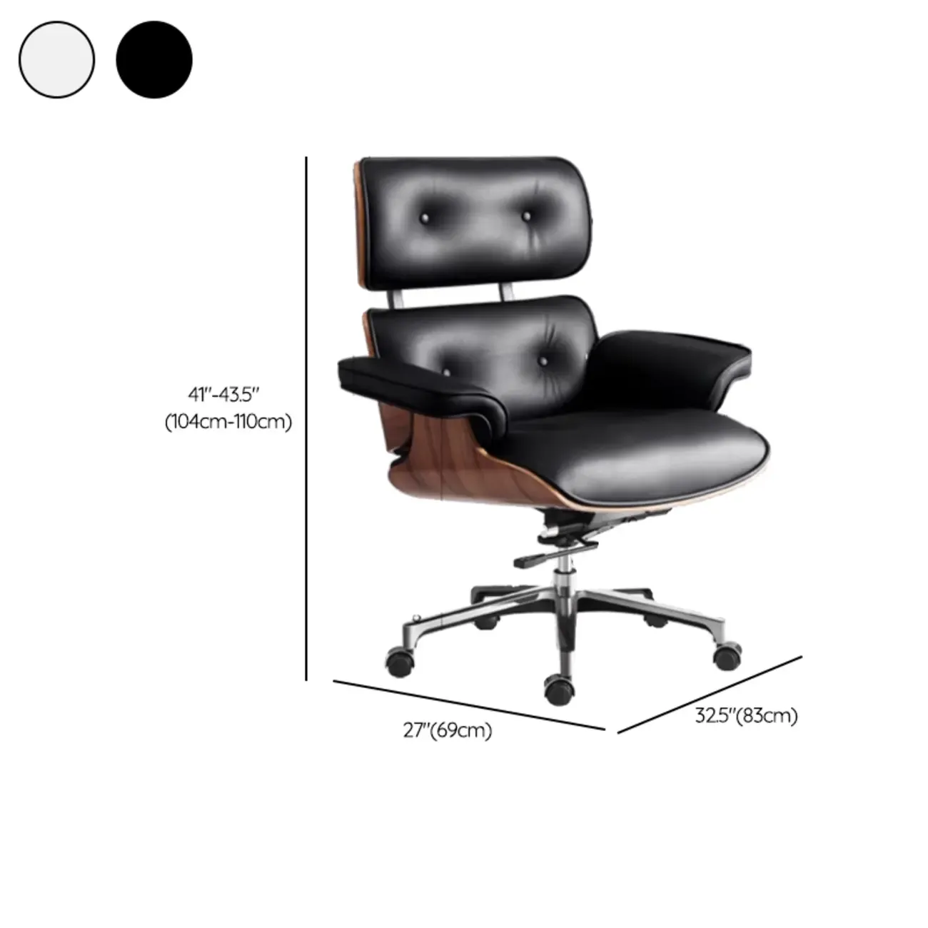 Elegant Leather Adjustable Swivel Office Chair #size
