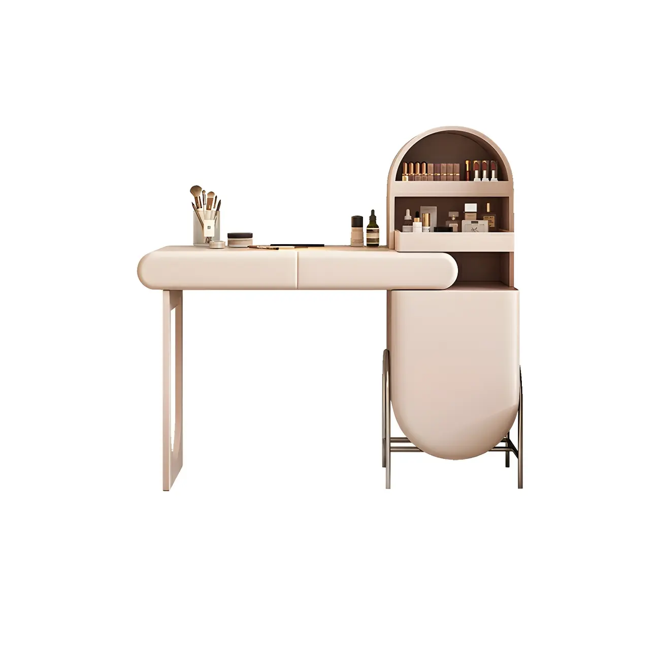 Elegant Pink Storage Makeup Vanity with Mirror | homeyfad