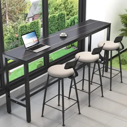 Modern Gray Quartz Metal Legs Bar Tables Image - 5