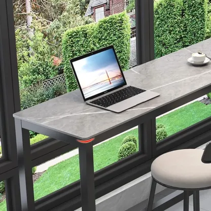 Modern Gray Quartz Metal Legs Bar Tables Image - 10