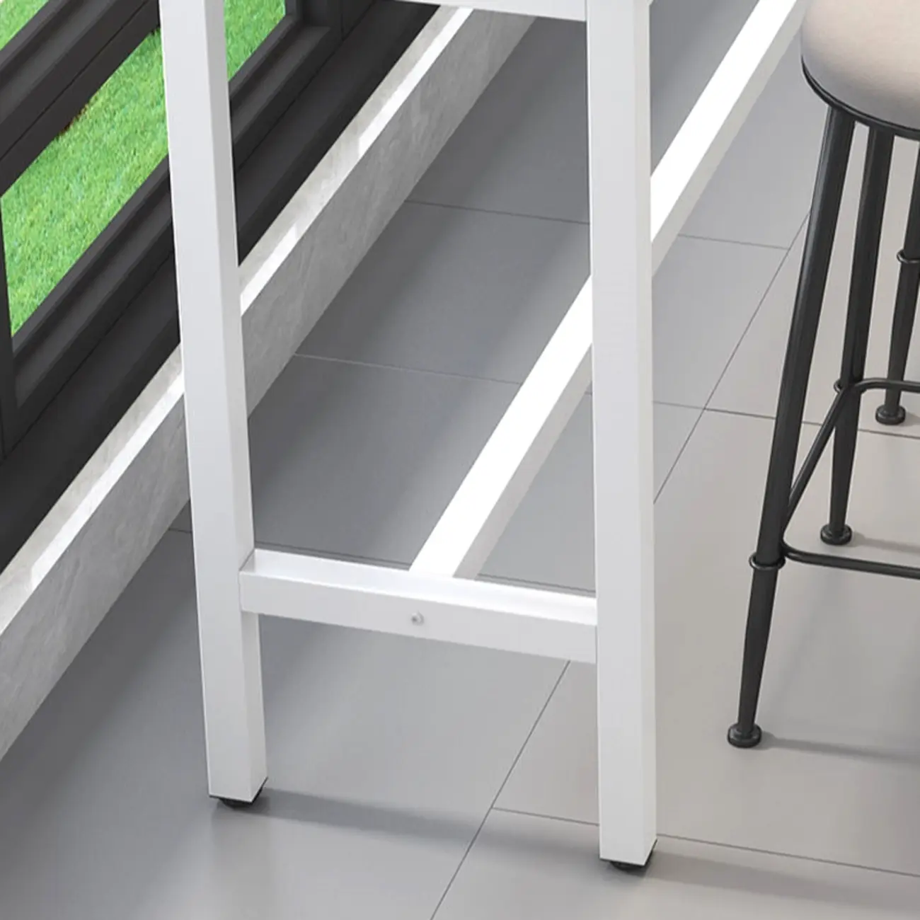 Modern Gray Quartz Metal Legs Bar Tables Image - 11 | homeyfad