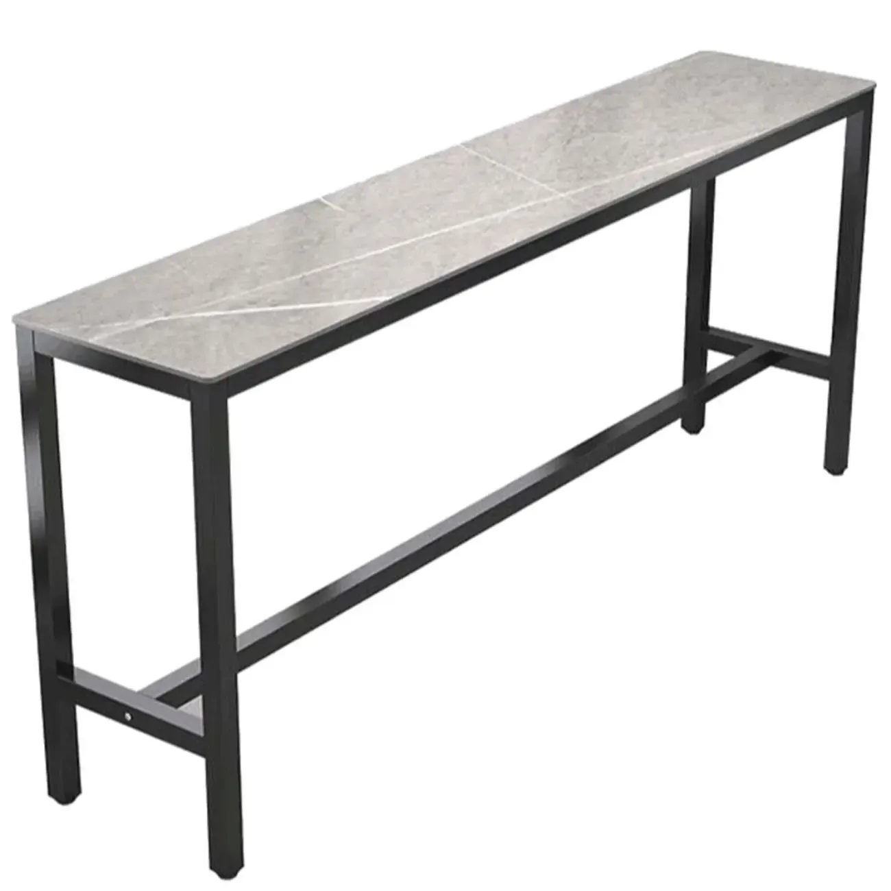 Modern Gray Quartz Metal Legs Bar Tables Image - 12