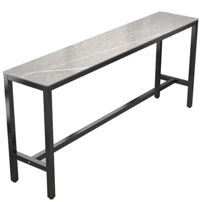 Modern Gray Quartz Metal Legs Bar Tables Image - 12