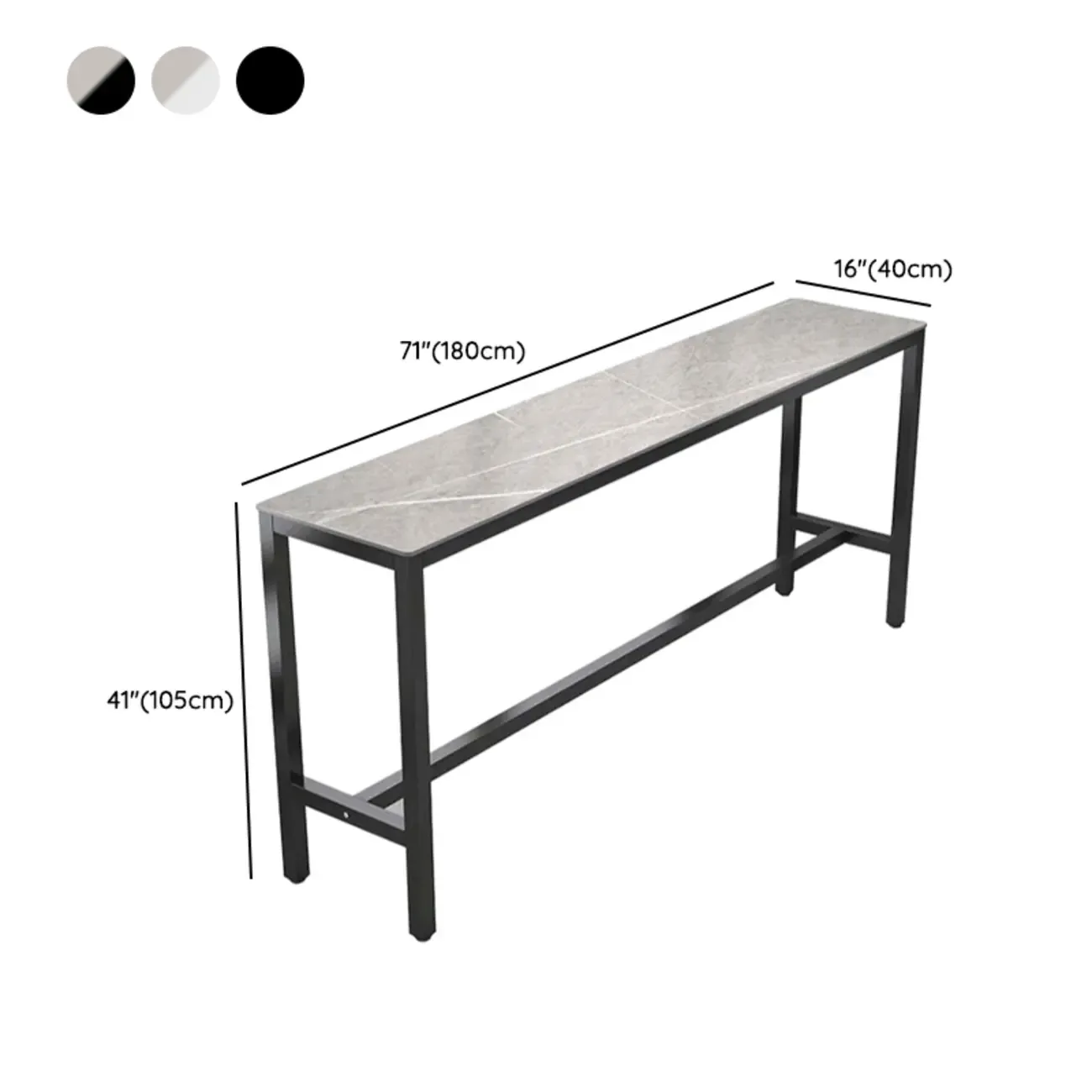 Modern Gray Quartz Metal Legs Bar Tables Image - 18