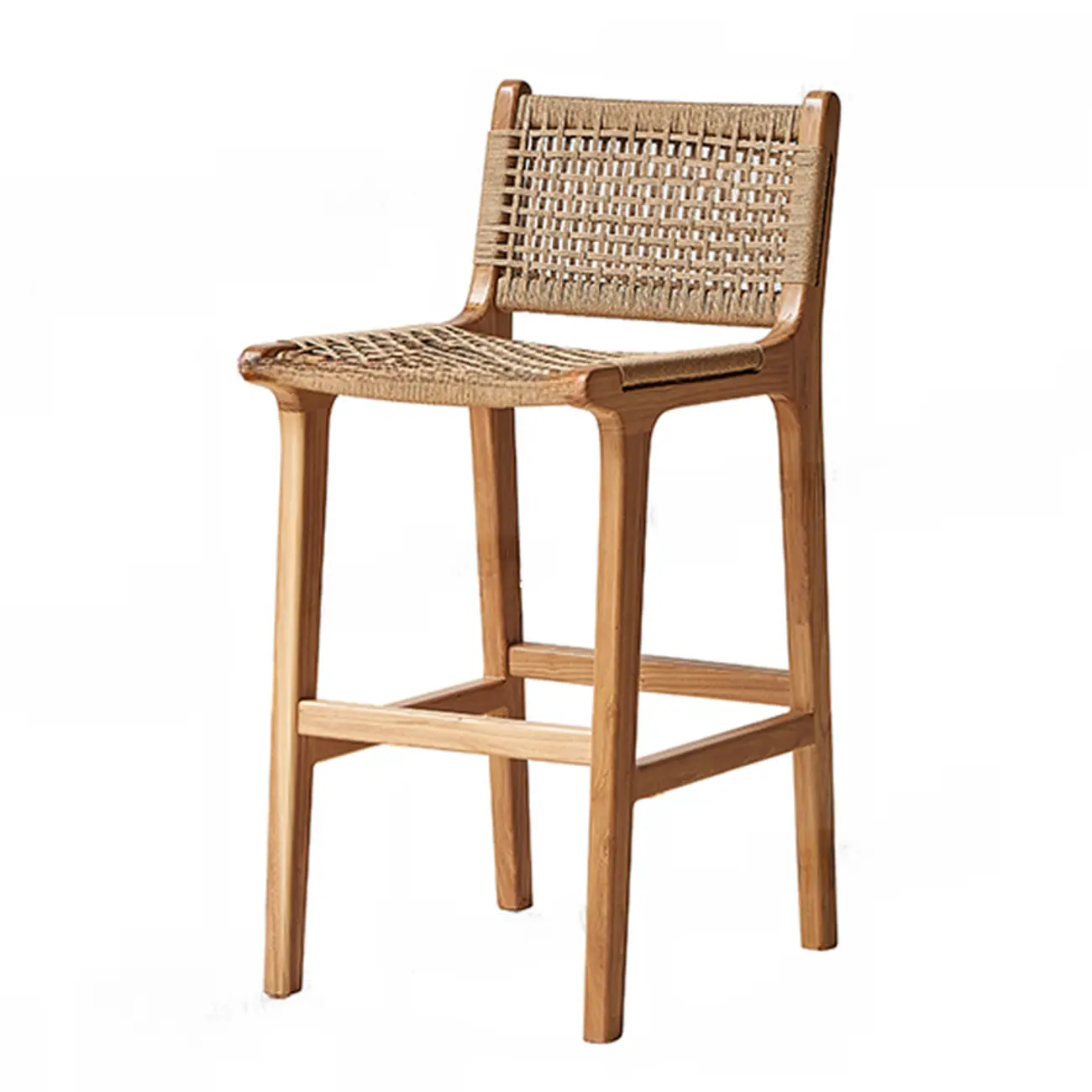 Scandinavian Wooden Ratten Bar Stool | homeyfad