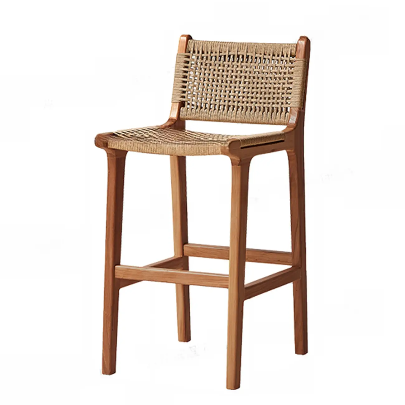Scandinavian Wooden Ratten Bar Stool | homeyfad