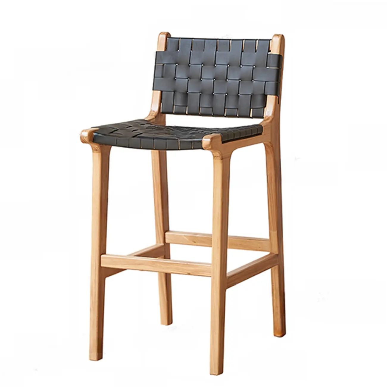 Scandinavian Wooden Ratten Bar Stool | homeyfad