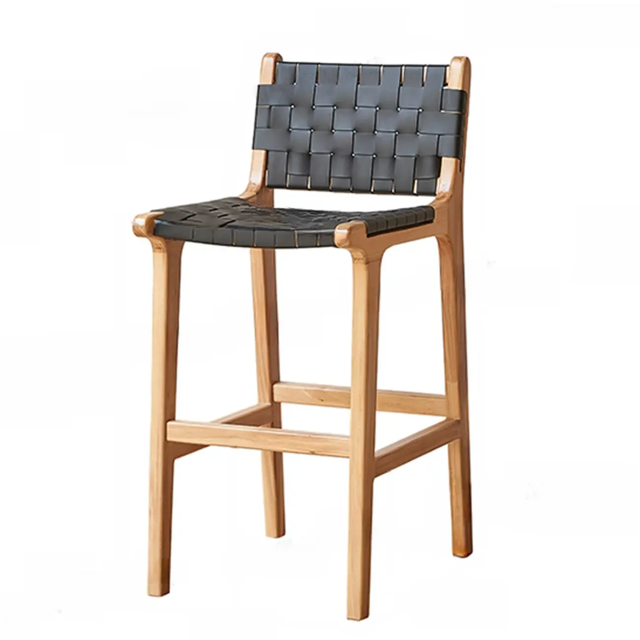 Scandinavian Wooden Ratten Bar Stool | HomeyFad