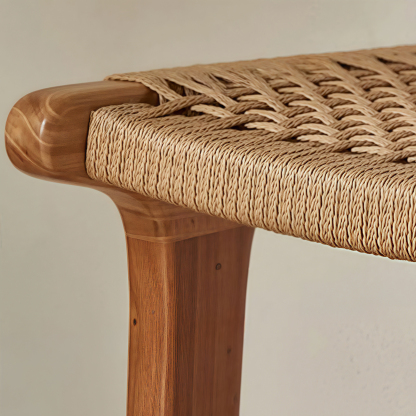 Scandinavian Wooden Ratten Bar Stool