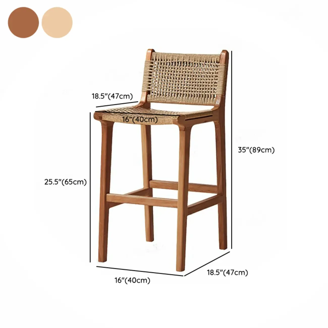 Scandinavian Wooden Ratten Bar Stool