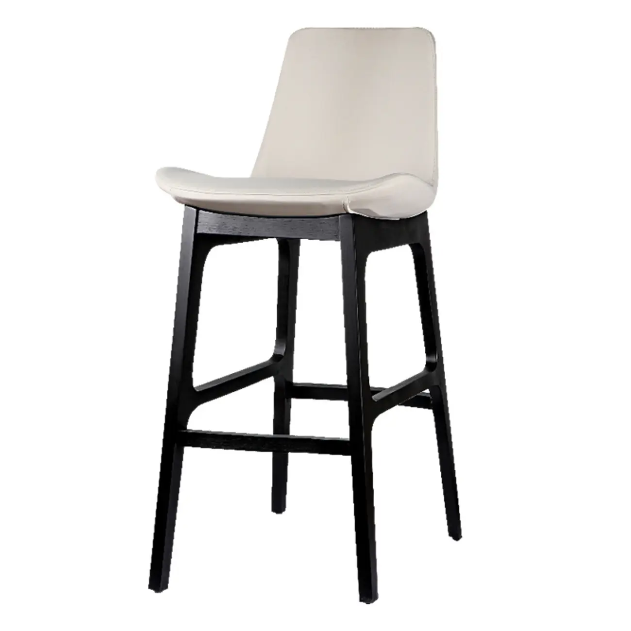 Ergonomic Bistro Square Ash Wood Leather Bar Stool Image - 5 | homeyfad