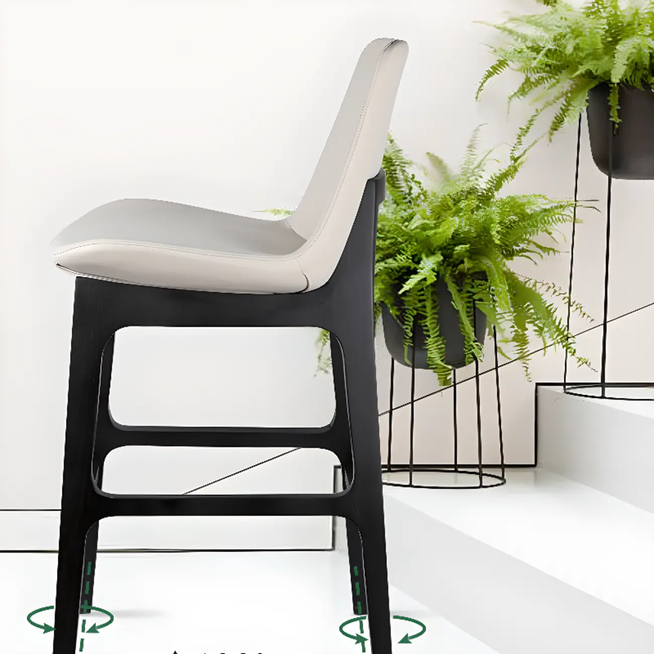 Ergonomic Bistro Square Ash Wood Leather Bar Stool Image - 7 | homeyfad