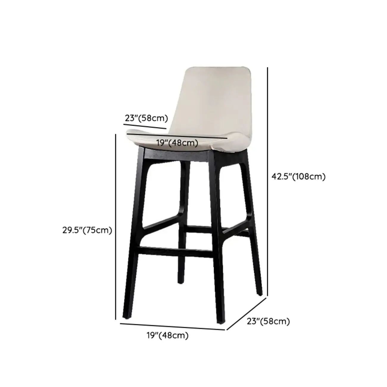 Ergonomic Bistro Square Ash Wood Leather Bar Stool Image - 9 | homeyfad
