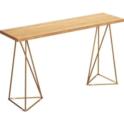 Glam Natural Wooden Golden Pedestal Modern Bar Tables Image - 5