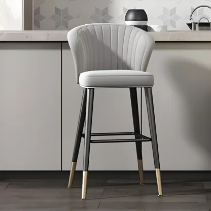 Glam Metal Curved Back Cushioned Bar Stool