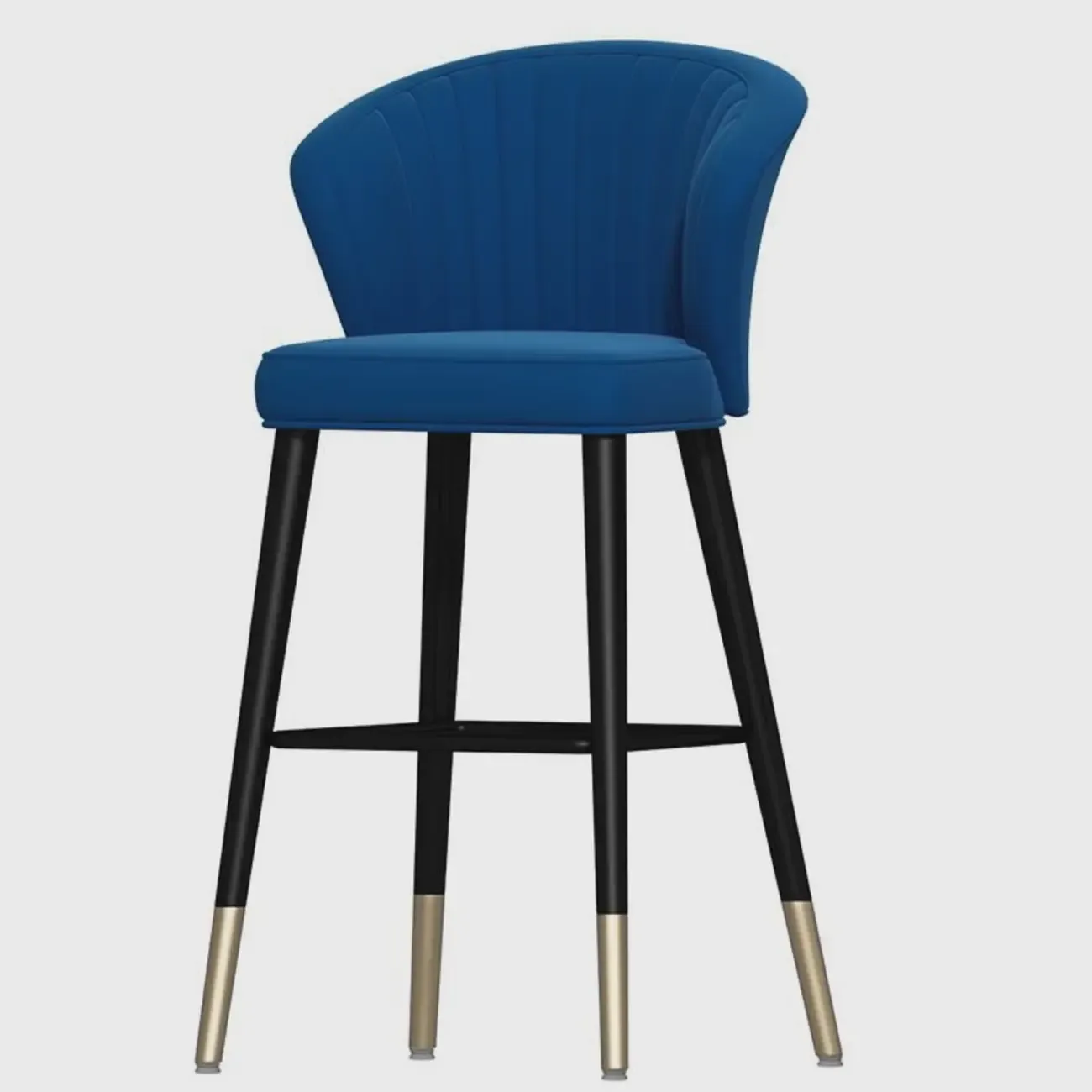 Glam Metal Curved Back Cushioned Bar Stool